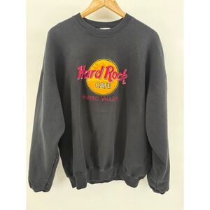 Hard Rock Cafe Puerto Vallarta Sweatshirt Mens XL Black Embroidered Vintage